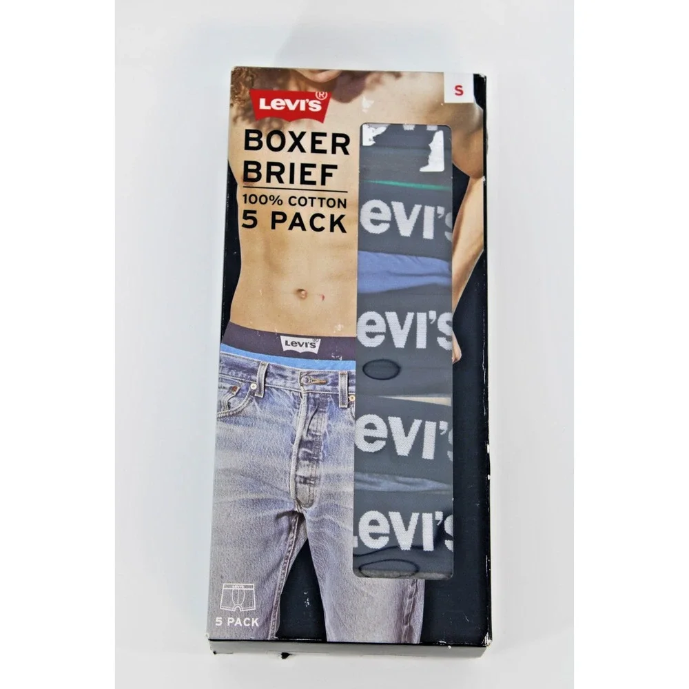 Levi's Men's Boxer Brief 5‎ Pack 100% Cotton Size S Levis